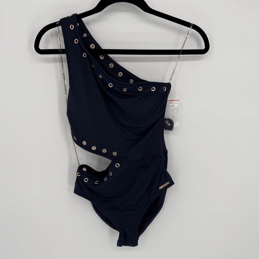 Michael‎ Kors Navy Blue One Piece Grommet Swimsuit 6 NWT -- FLAW